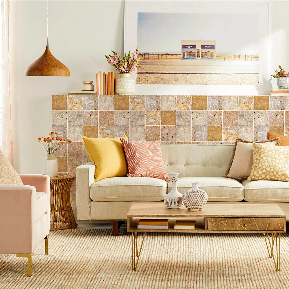10pcs 3D Tile Sticker Self-adhesive Faux Stone Wall Panel Peel and Stick Kitchen Tile Backsplash Bathroom Wall Tile Sticker