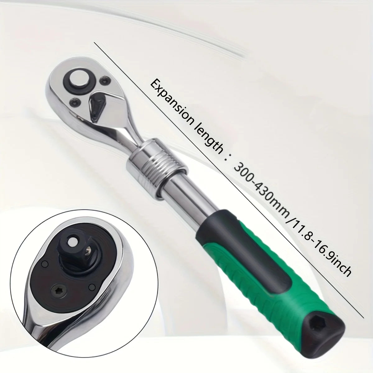 1/4" 3/8" 1/2" Drive Ratchet Handle Wrench 72-Tooth Quick-Release Reversible Extendable Socket Wrench Tool