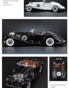 Diecast 1/18 1936 500K Classic Car Alloy Metal Model Sound And Light Toy Collect Display Ornament