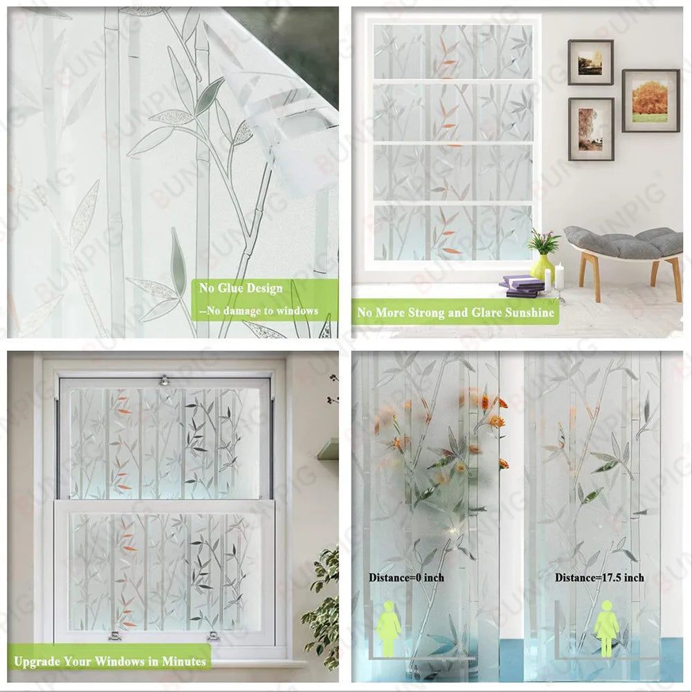 Privacy Window Films No Glue Static Adhesive Glass Film for Decorative Bathroom Living Room Kitchen Rental Apartment Rainbow