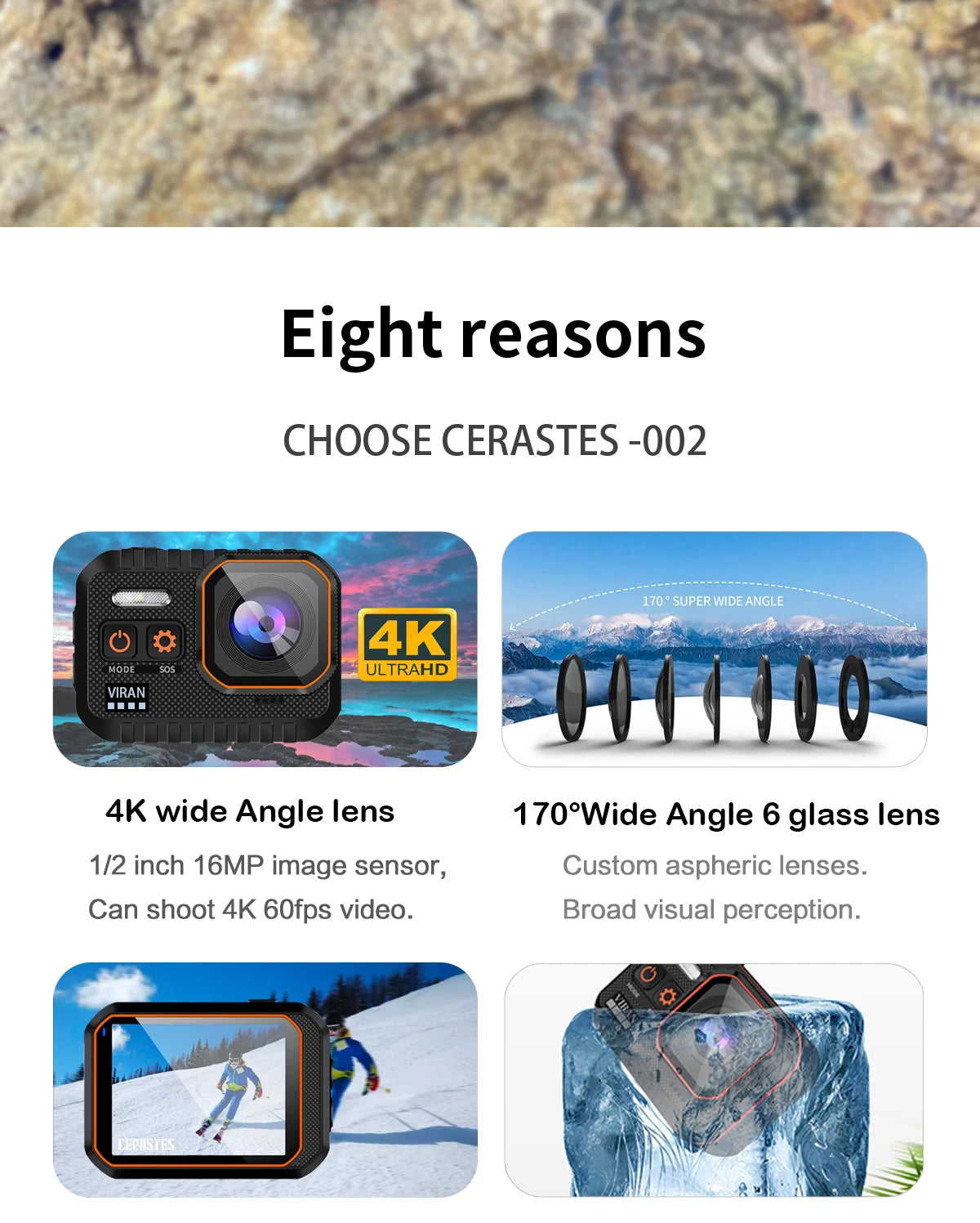 4K WiFi Action Camera with Remote Control Waterproof Sports Camera 170 Degree Wide Angle Helmet and Bicycle Recording Device
