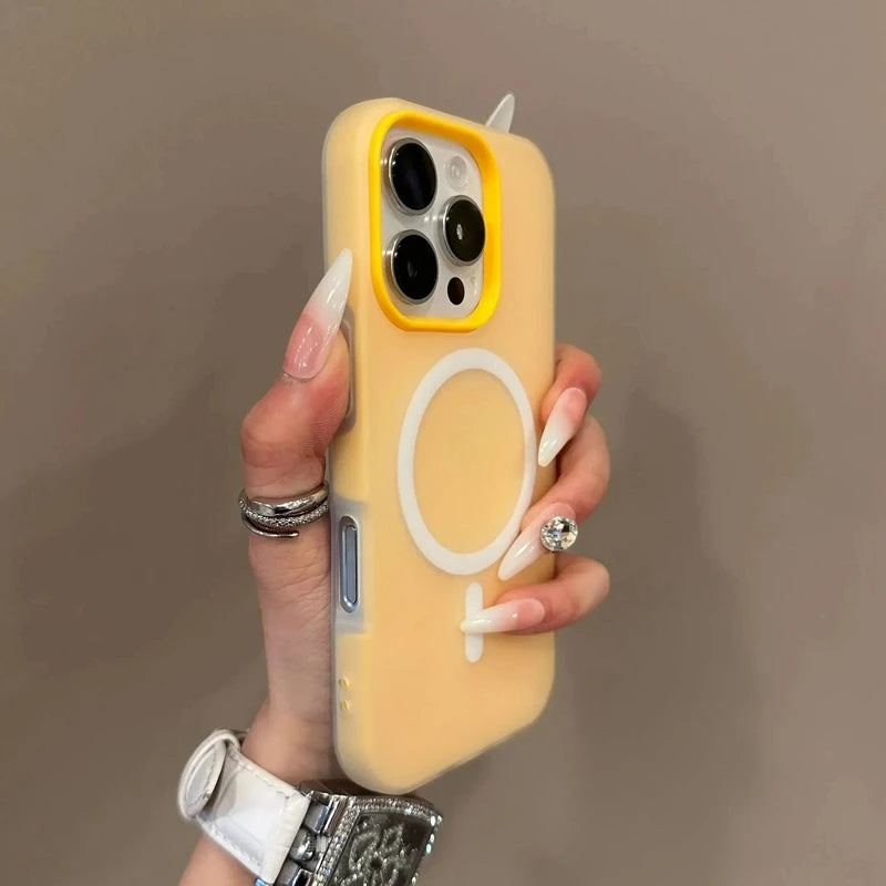 Luxury Candy Color 2 IN 1 Magsafe Case for iPhone 17 16 15 14 Plus 17 Air Wireless Charge Bumper Cover