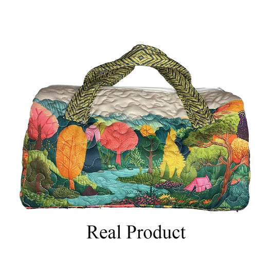 3D Quilted Floral Print Vintage Travel Duffel Bag
