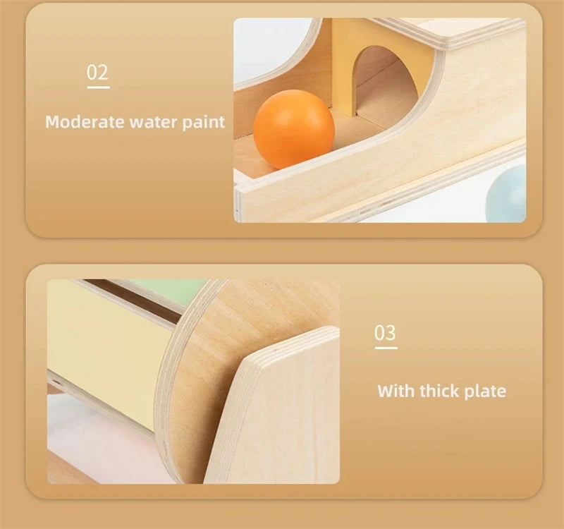 Montessori Coin Ball Box  Toy Wooden Object Permanence Box Macaroon Color Spinning Drum Drawer Box Educational Toys