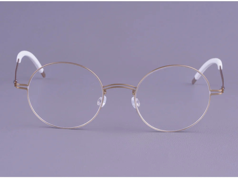 Vintage Round Screwless Titanium Eyeglasses Frame
