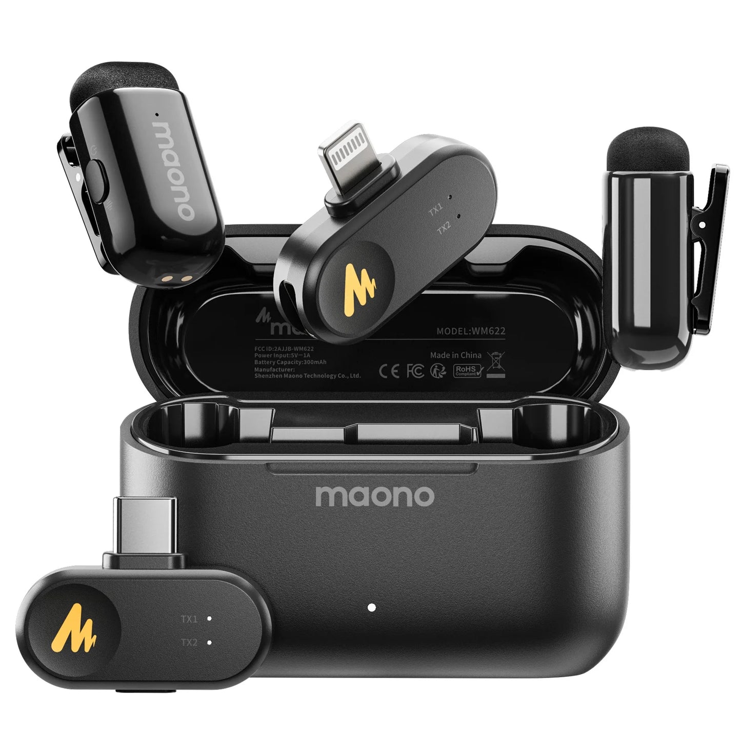 Wireless Lavalier Microphone with AI Noise Cancellation Auto Clipping and App Control