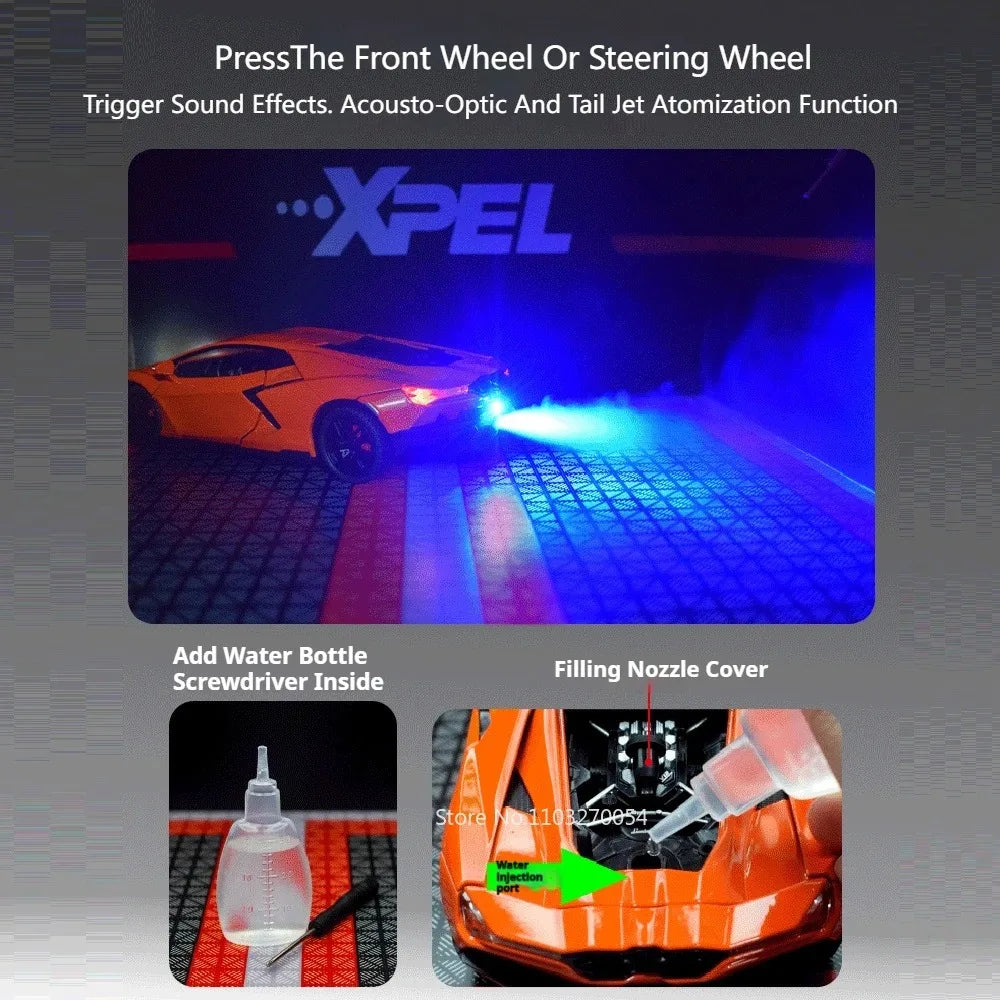 1:24 Bolide Revuelto Alloy Model Diecast Car Toys Doors Opened Sound Light Pull Back Miniature Vehice Boy Adult Birthday Present