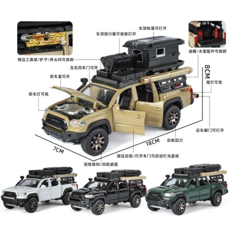 1:32 Toyota Tacoma TRO Off Road Pickup Truck Alloy Diecast Model Outdoor Collection Ornaments High Simulation Collection Present