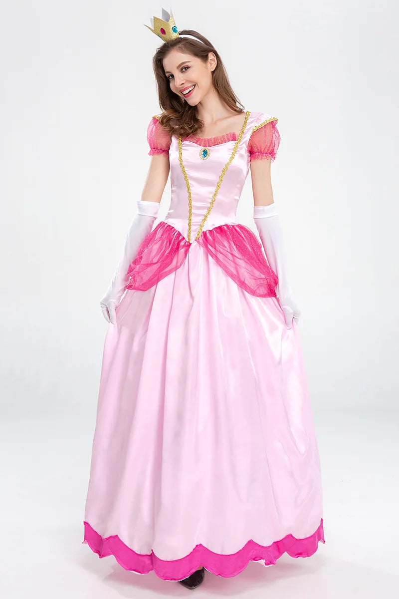 Pearl Secret Love Halloween Costume Mario Peach Princess Stage Outfit Party Queen Outfit Dress