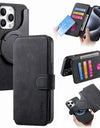 Flip Leather Wallet Case for iPhone 16 15 Pro Max 14 Plus 16E Magsafe Magnetic Detachable Card Slot Holder Cover