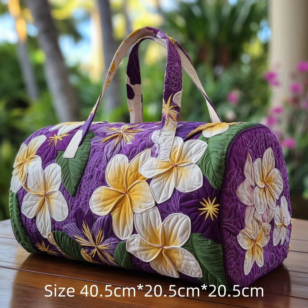 3D Printed Quilted Travel Duffle Bag Floral Pattern Tote Colorful Flowers Carry-On Lightweight Weekender Overnight Bag for Women