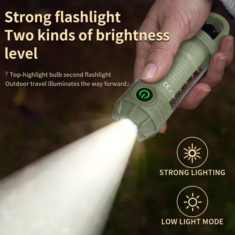 Rechargeable LED Camping Light Hanging Flashlight with 3 Light Modes SOS Emergency Portable Lantern