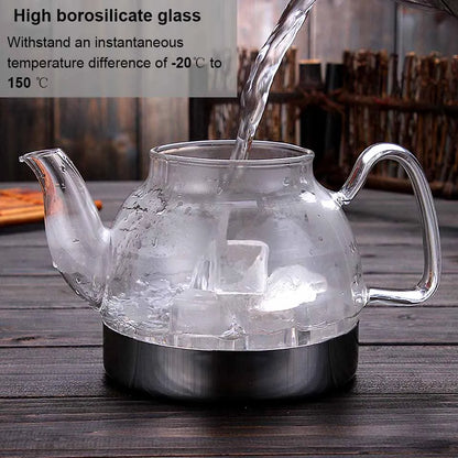 Electromagnetic Furnace Kettle Glass Flower Teapot Heat Resistant Glass Teapot With Infuser Induction Gas Stove Teapot