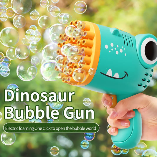 40 Holes Dinosaur Bubble Gun Handheld Fully Automatic Bubble Machine Without Battery And Bubble Water