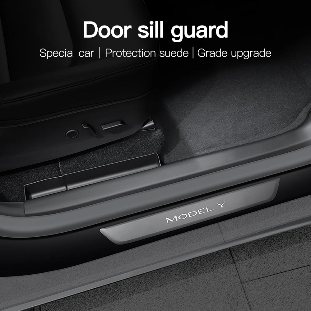 For Tesla Model Y Car Front seat Track protection cover Rear door sill anti kick plate Interior Decoration Refit Accessories