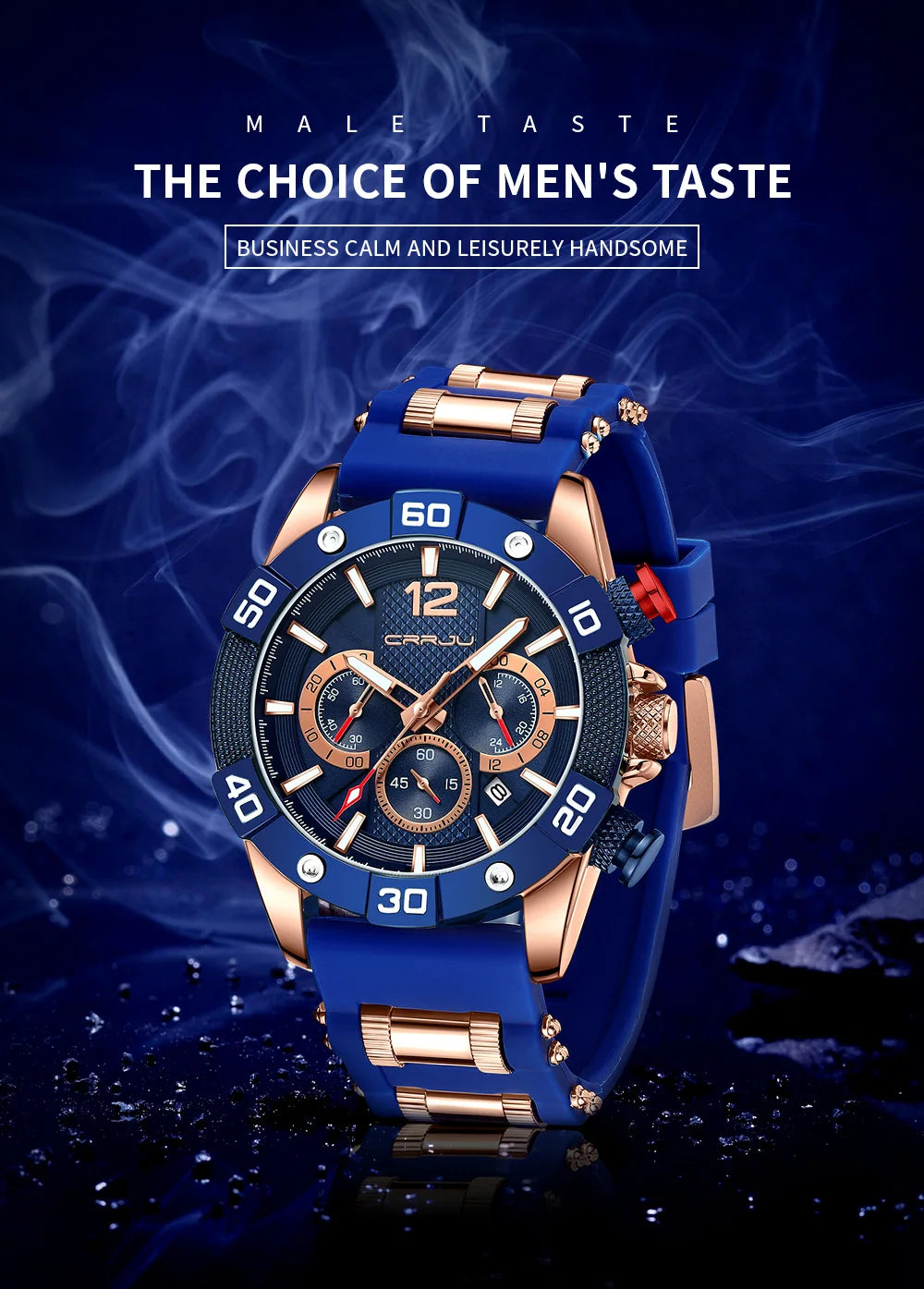 Men Watch Quartz Chronograph Full Steel Waterproof Wristwatch with Date