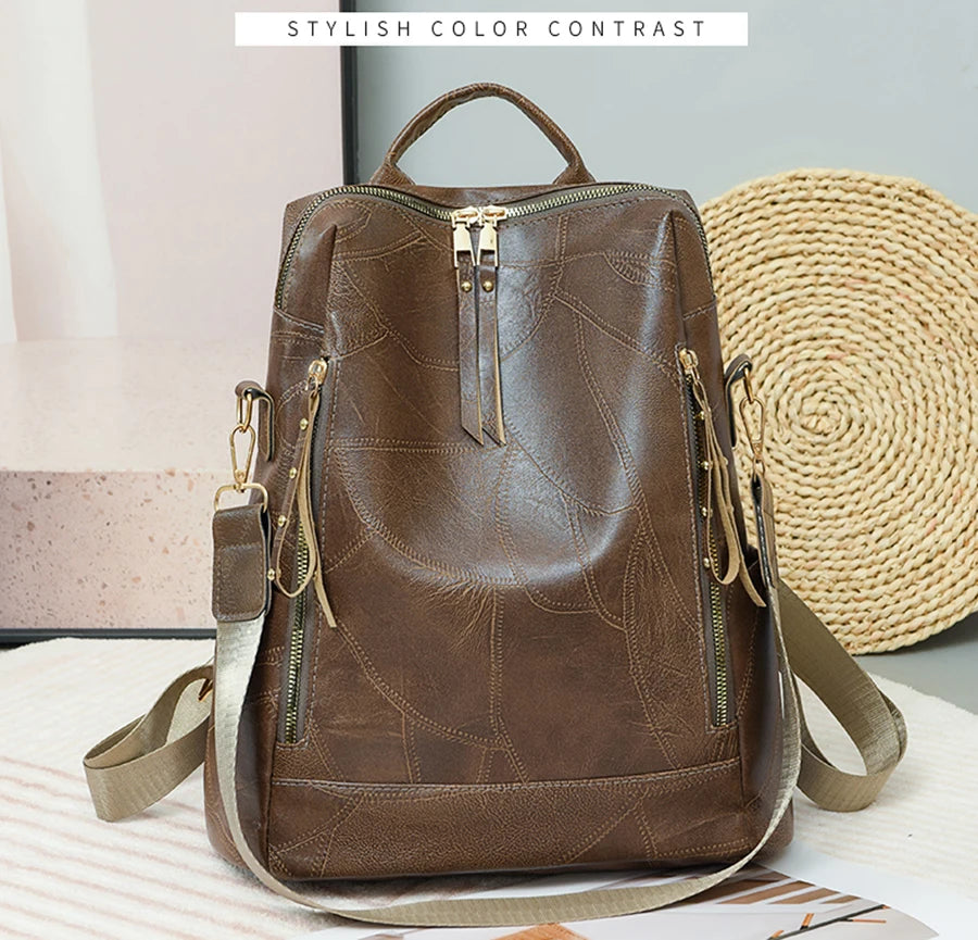 Multifunctional Large Capacity Backpacks High Quality Leather Luxury Designer Brand Women's Backpack