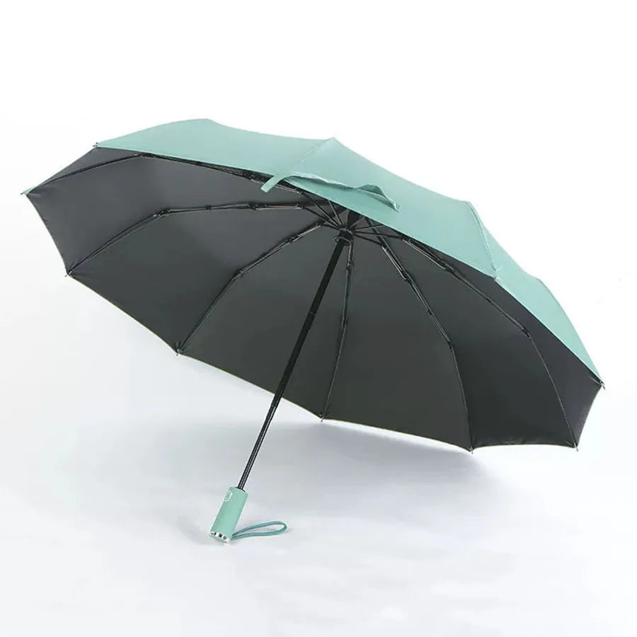 Automatic Folding Umbrella 10 Rib Windproof UV Protection Three Fold Compact Travel Umbrella Sun Rain Use
