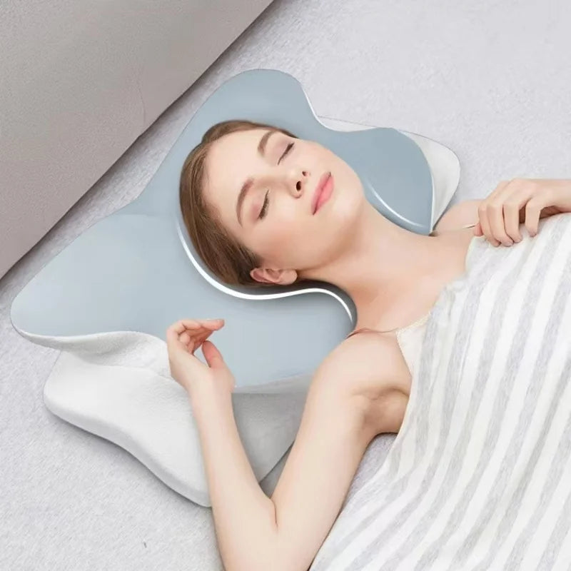Large Ergonomic Cervical Pillow Memory Foam Sleeping Pillow Butterfly Shape Orthopedic Pillow Improve Sleep Quality