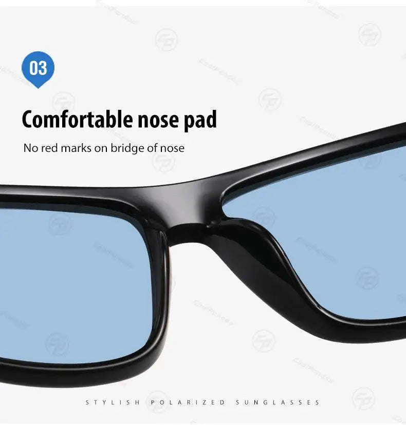 Square Retro Photochromic Polarized UV400 Purple Lens Sunglasses for Men Women