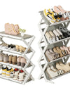 Foldable Shoe Rack Narrow Shoe Organizer Adjustable Shoe Shelf Space Saving Simple Installation-Free Standing Shoe Rack
