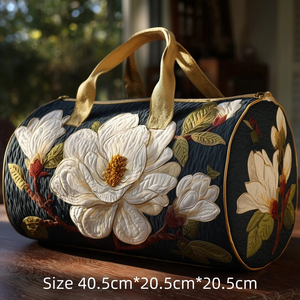 3D Printed Quilted Travel Duffle Bag Floral Pattern Tote Colorful Flowers Carry-On Lightweight Weekender Overnight Bag for Women