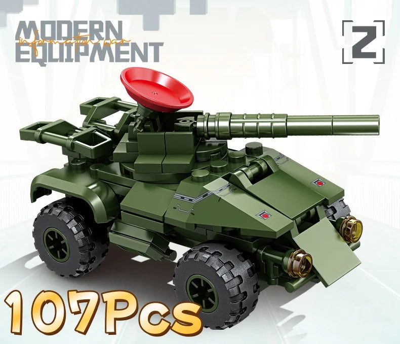 8IN1 Military WW2 War T90 Battle Tank  Building Blocks Army Weapon Bricks Educational Toys For s s Games