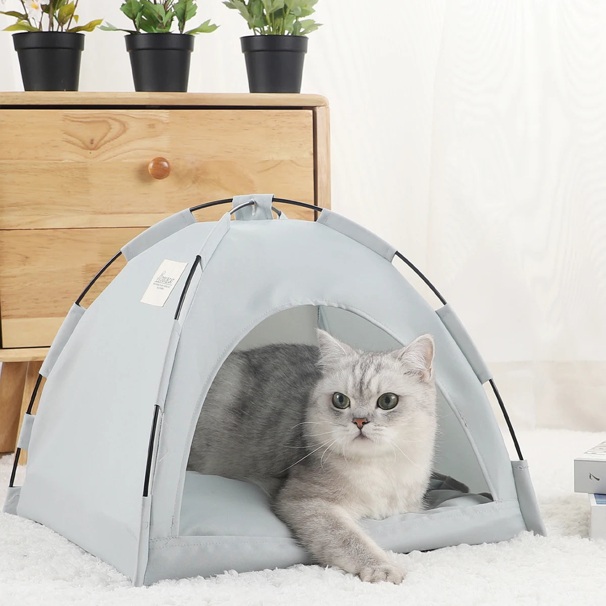 Clamshell Pet Tent Bed House for Cats and Small Dogs