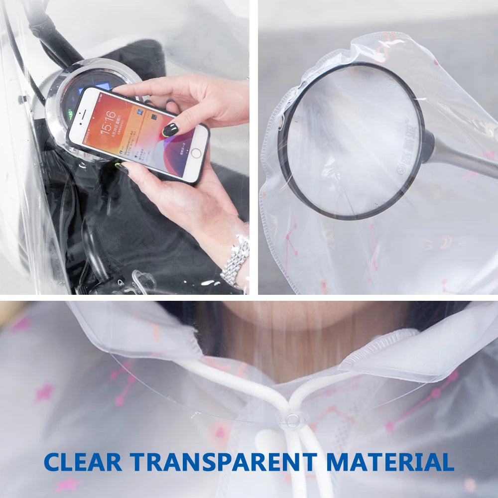 Long Waterproof Motorcycle Rain Poncho with Hood Visor and Sleeves