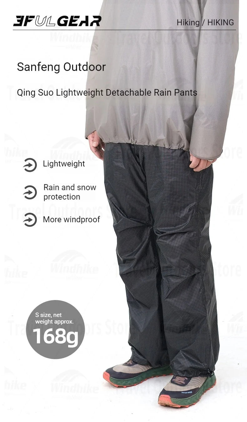 Lightweight Waterproof Hiking Rain Jacket and Pants Set with Hood