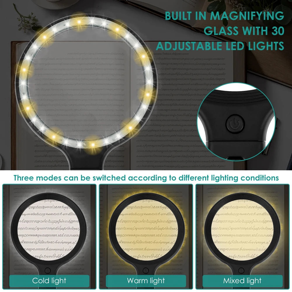Neck Wear Magnifying Glass 5X LED Light Reading Magnifier