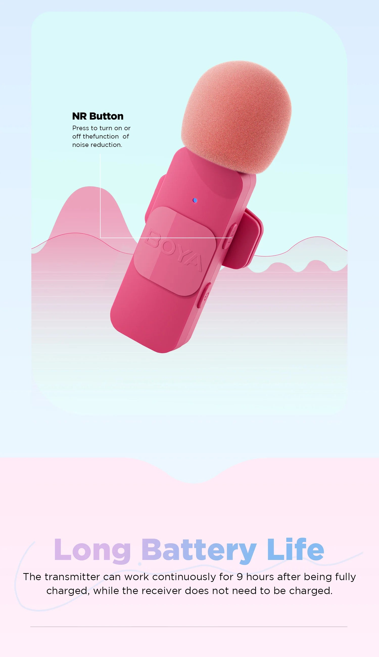 BY-V2-P Wireless Lavalier Microphone Portable Audio Video Recording Mini Mic for iPhone Android Vlog Gaming Phone Mic