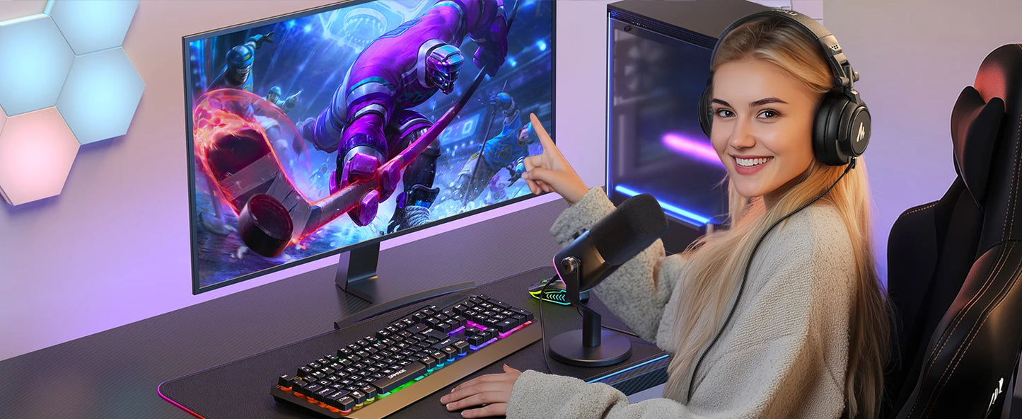 PD100X Dynamic Microphone Software Noise Reduction Included RGB gaming mic Enhances gaming experience Ideal for recording