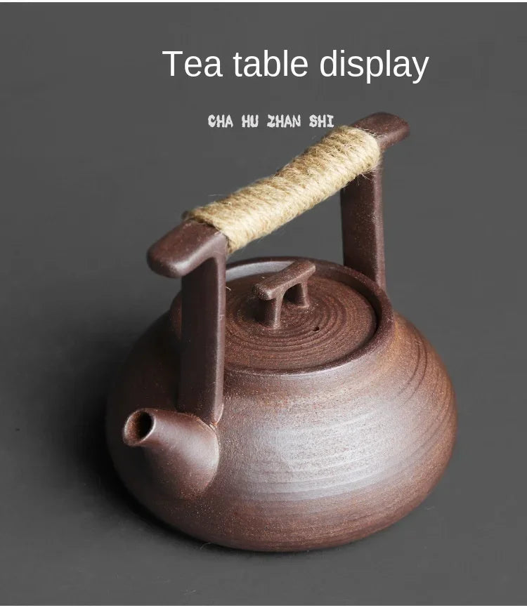 350ml Japanese Style Teapot Handmade Retro Coarse Pottery Stoneware Kungfu Tea Ceremony Portable Tea Maker Ceramic Teapot Teaset