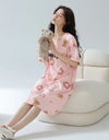 Women’s Cotton Nightgown – Korean Style Cute Print, Summer Short Sleeve Sleepwear Dress