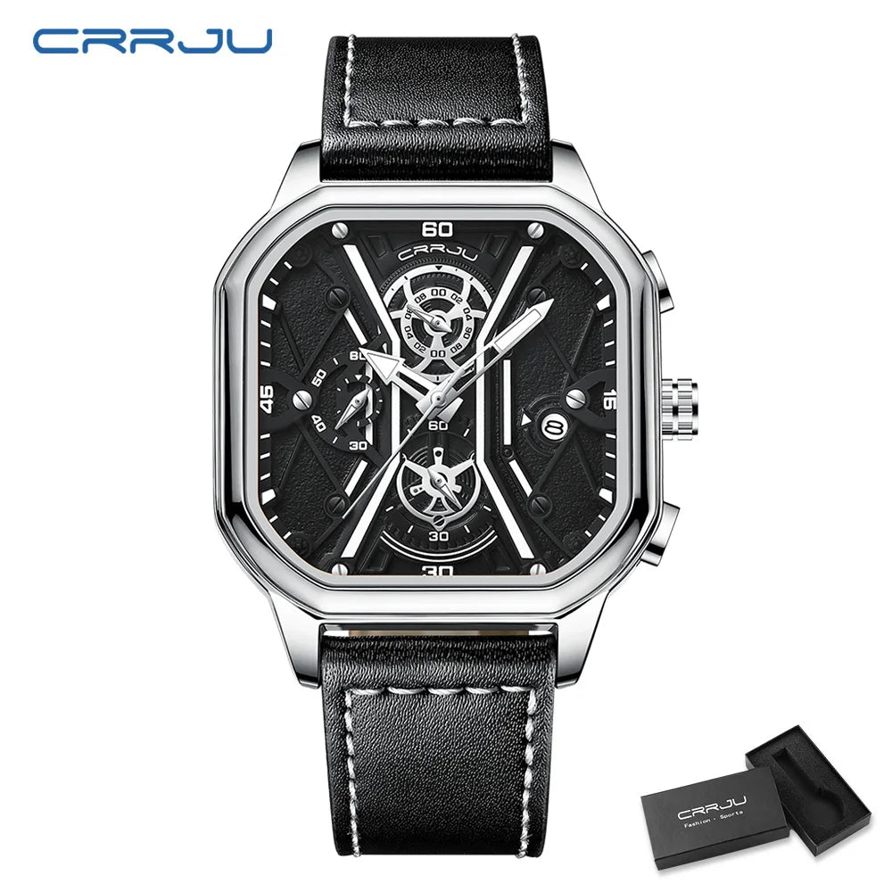 Mens Watches Top Luxury Brand Waterproof Sport Wrist Watch Chronograph Quartz Military Genuine Leather Relogio Masculino