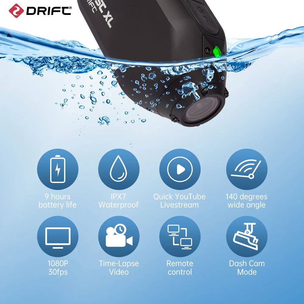Full HD Action Camera with Rotating Lens Dash Cam Mode and IPX7 Waterproof Design