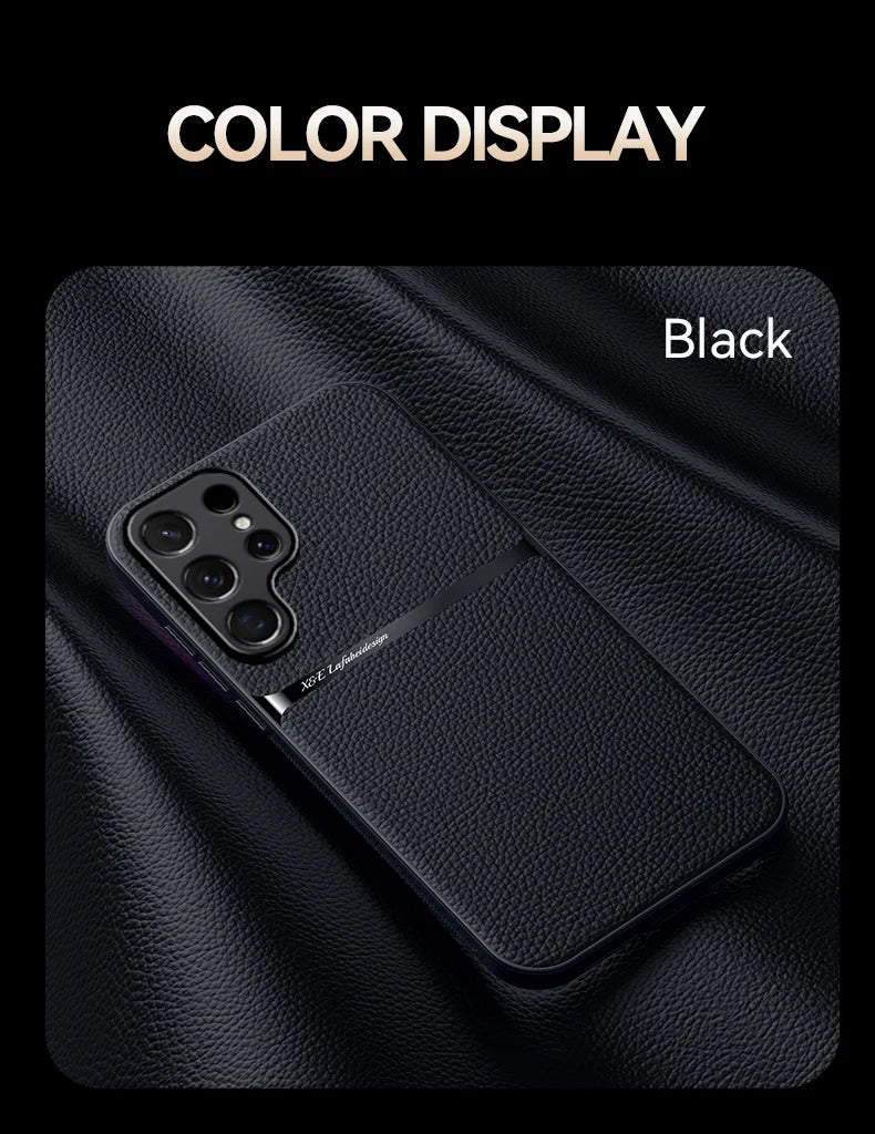 Car Holder Leather Shockproof Phone Case For Samsung S25 Ultra S23 S24 Ultra Plus Cover