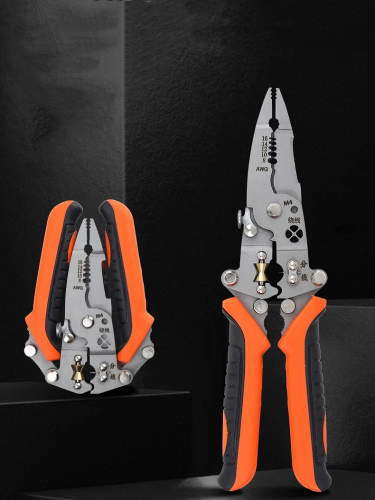 Collapsible Wire Stripper and Cutter Time-Saving Labor-Saving Repair Scissors Wire Stripping Crimping Pliers Hand Tool