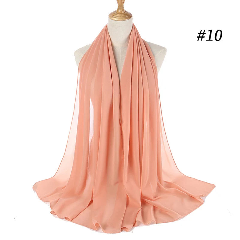 Muslim Chiffon Hijab Women Bubble Chiffon Scarf For Women Ladies Veil Muslim Islam Solid Color Malaysia Wrap Scarves