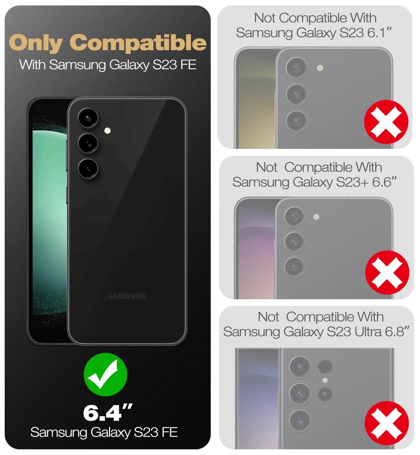 For Samsung Galaxy S23 FE 360 Full Body Bumper Military Grade Armor Shockproof Shell Case Bracket with Built in Screen Protector