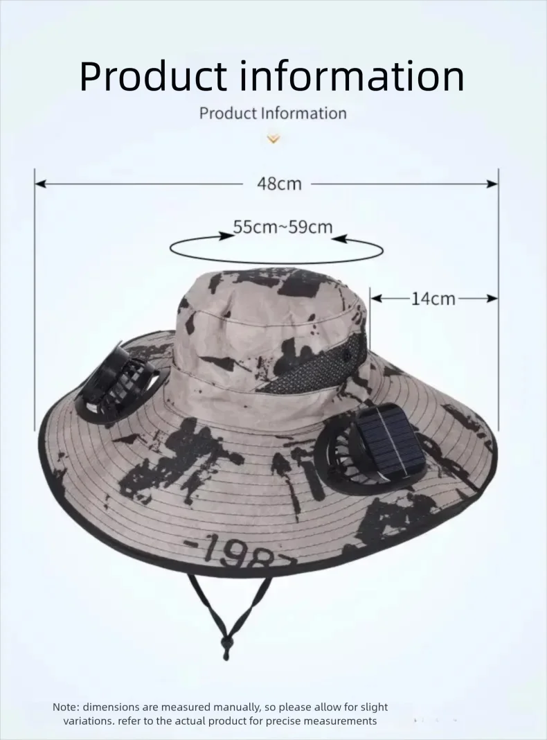 Wide Brim Solar Fan Hat With Dual Fans And USB Charging