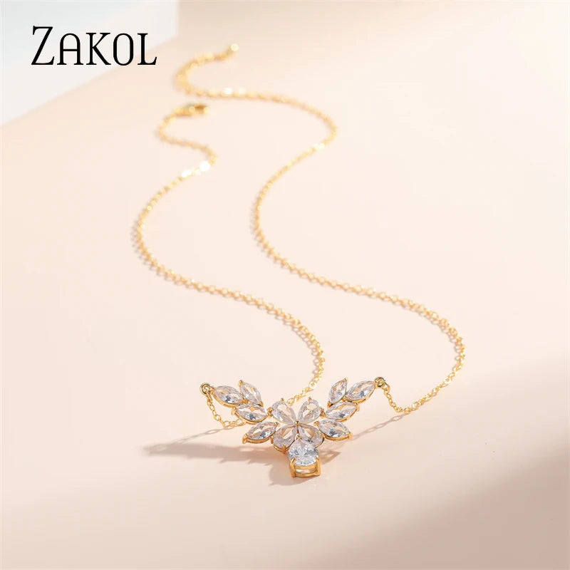 Luxury Clear AAA Cubic Zirconia Water Drop Pendant Necklaces