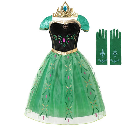 Disney Frozen Anna Dress Children Christmas New Year Princess Dress Girl Fancy Birthday Carnival Party Gown Children Clothes