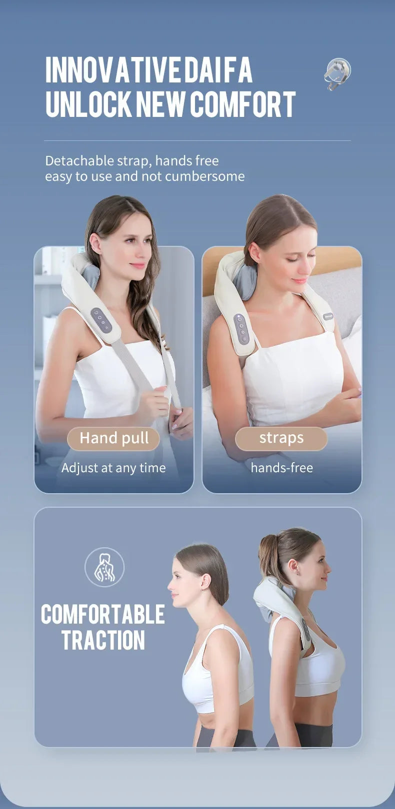 1PC Wireless Neck And Back Massager Neck And Shoulder Kneading Massage Shawl Neck Cervical Relaxing Trapezius Massager