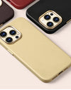 Original Leather for Magsafe Case for iPhone 14 Pro 14Pro Magnetic Cover with Tempered Glass Screen Protector