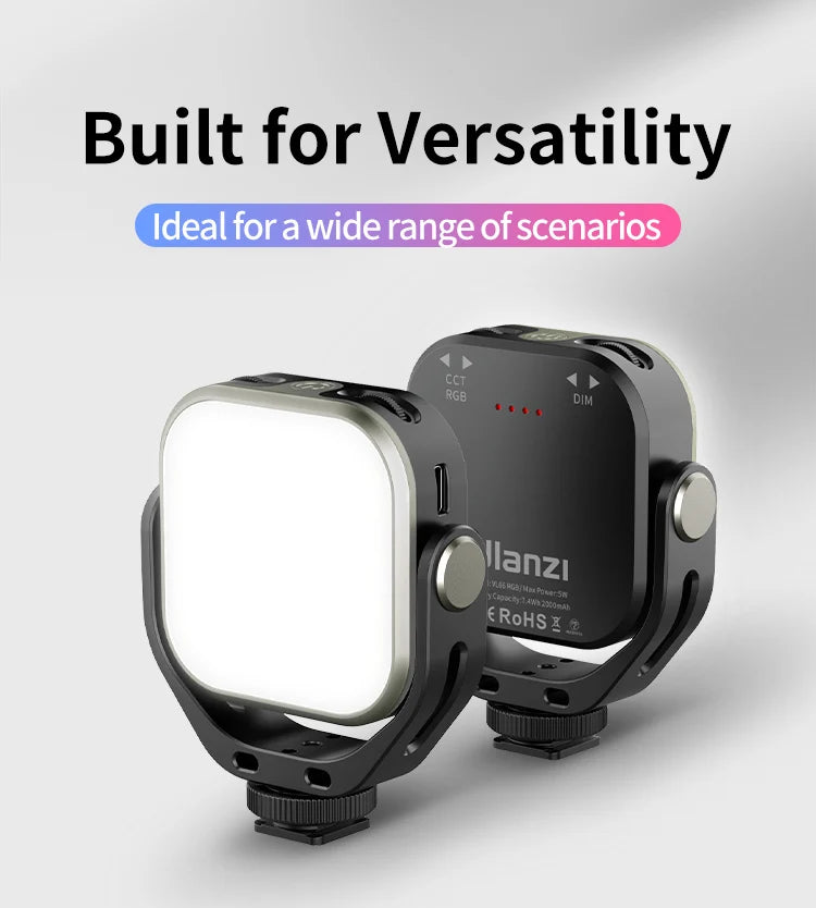 VL66 RGB Video Light – 360° Rotatable Bi-Color 2500-6500K CRI95+ Rechargeable Fill Light for DSLR, SLR & Smartphones