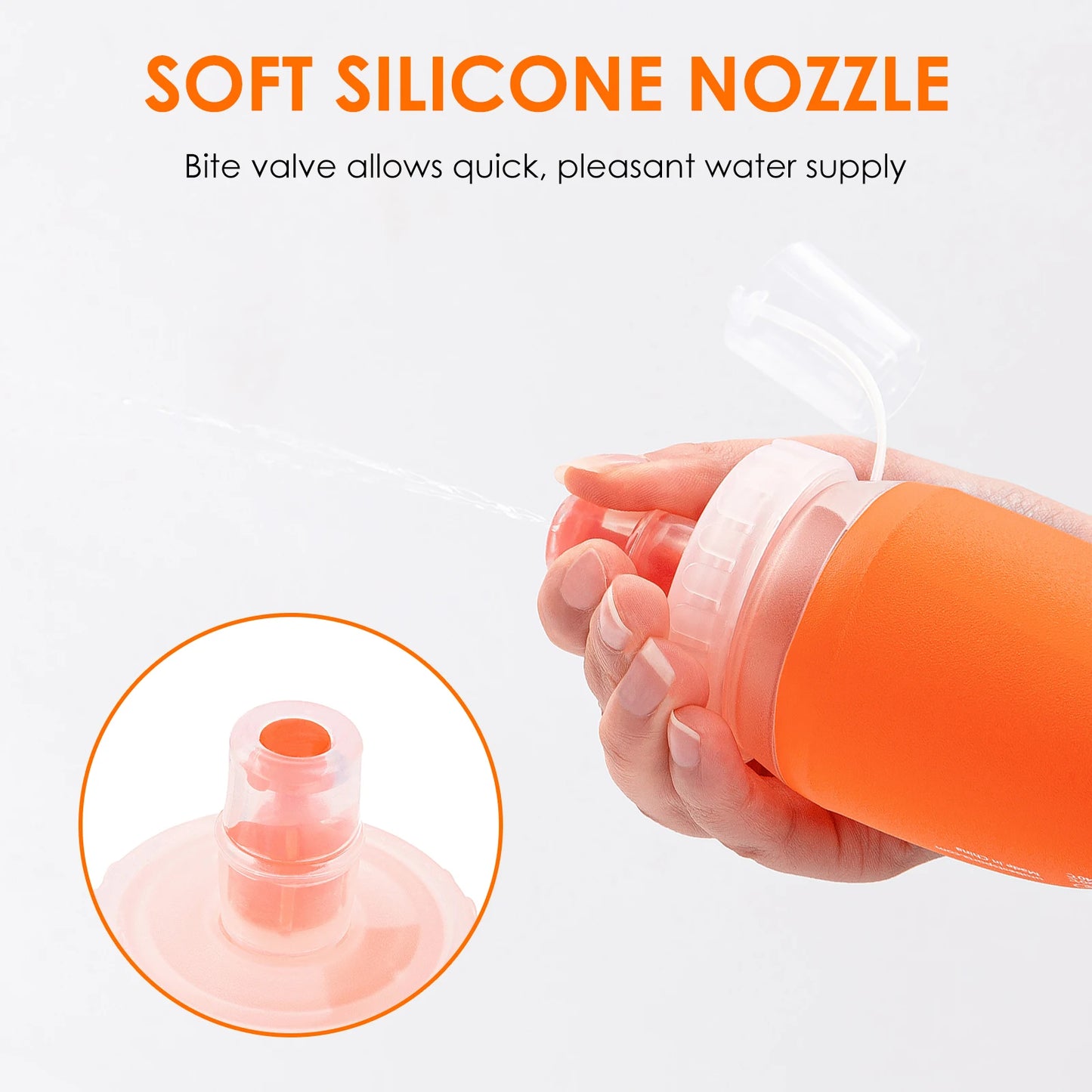 350ml/500ml Soft Flask Foldable Silicone Water Bottle TPU Running Kettle Outdoor Camping Running Cycling