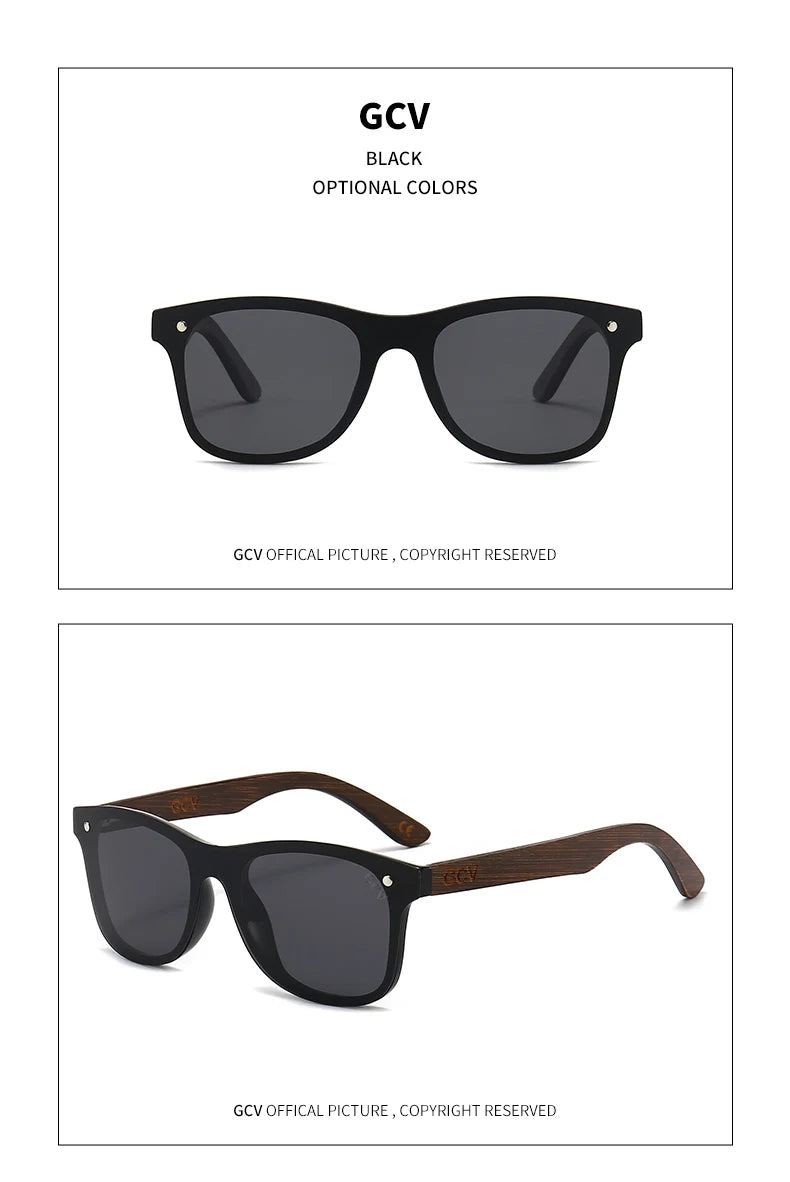 Natural Wooden Polarized UV400 TR90 Frame Sunglasses for Men Fashion Outdoor Eyewear