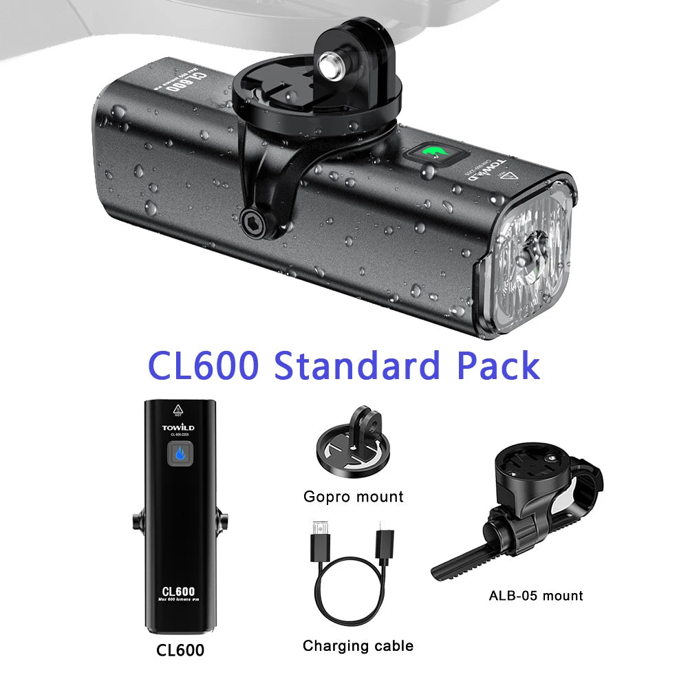 CL600S Bike Light Front Lamp 600 lumens USB Rechargeable LED 2600mAh Bicycle Light IPX6 Waterproof MTB Bicycle headlights